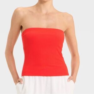A New Day Bold Red Ribbed Cropped Top, Size S, NWT